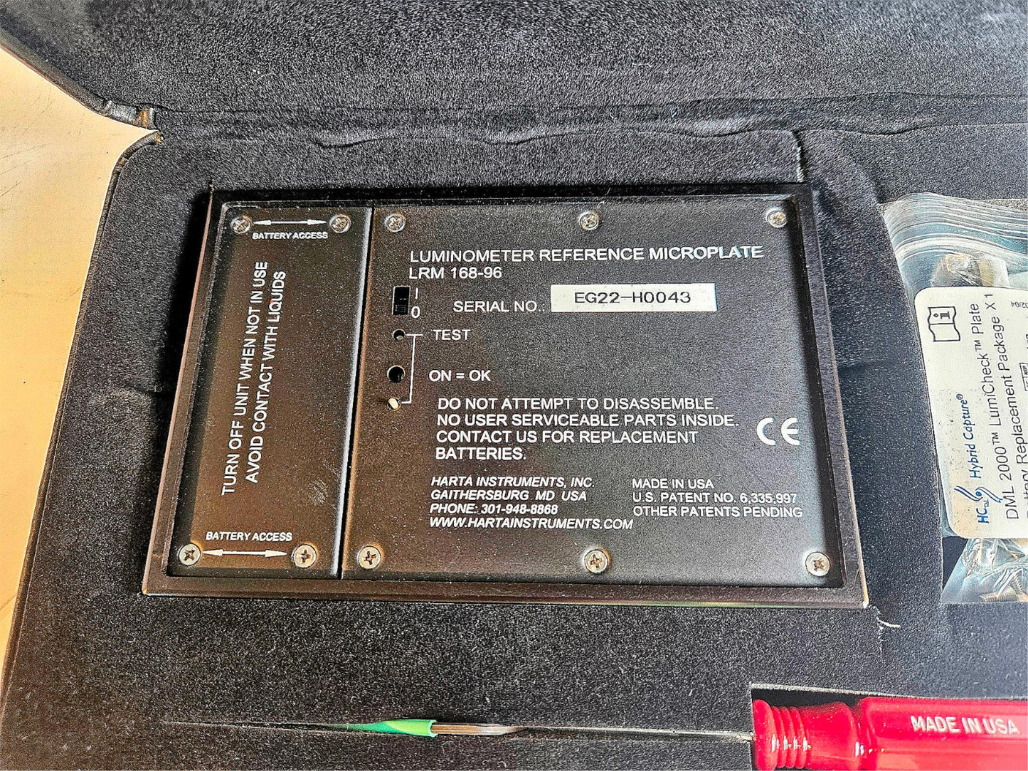 90DAYWARRANTY HARTA LRM 168-96 TRACEABLE 96WELL LUMINOMETER REFERENCE MICROPLATE