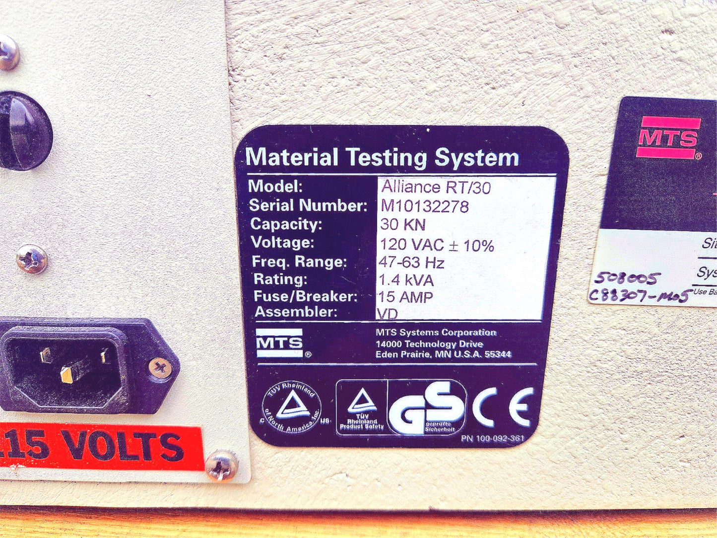 POWERS-ON MTS RT/30 ELITE CONTROL MATERIAL TESTING FIXTURES LOADCELL WATCH-VIDEO
