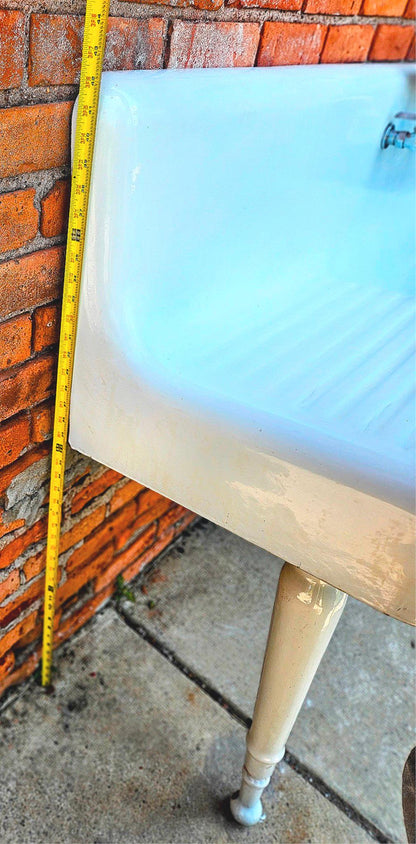 20's RECLAIMED 52"x42"x19" CAST IRON FARM PEG-LEG PEDESTAL FAUCET SINK FREE SHIP
