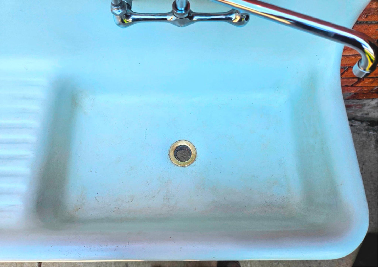 20's RECLAIMED 52"x42"x19" CAST IRON FARM PEG-LEG PEDESTAL FAUCET SINK FREE SHIP