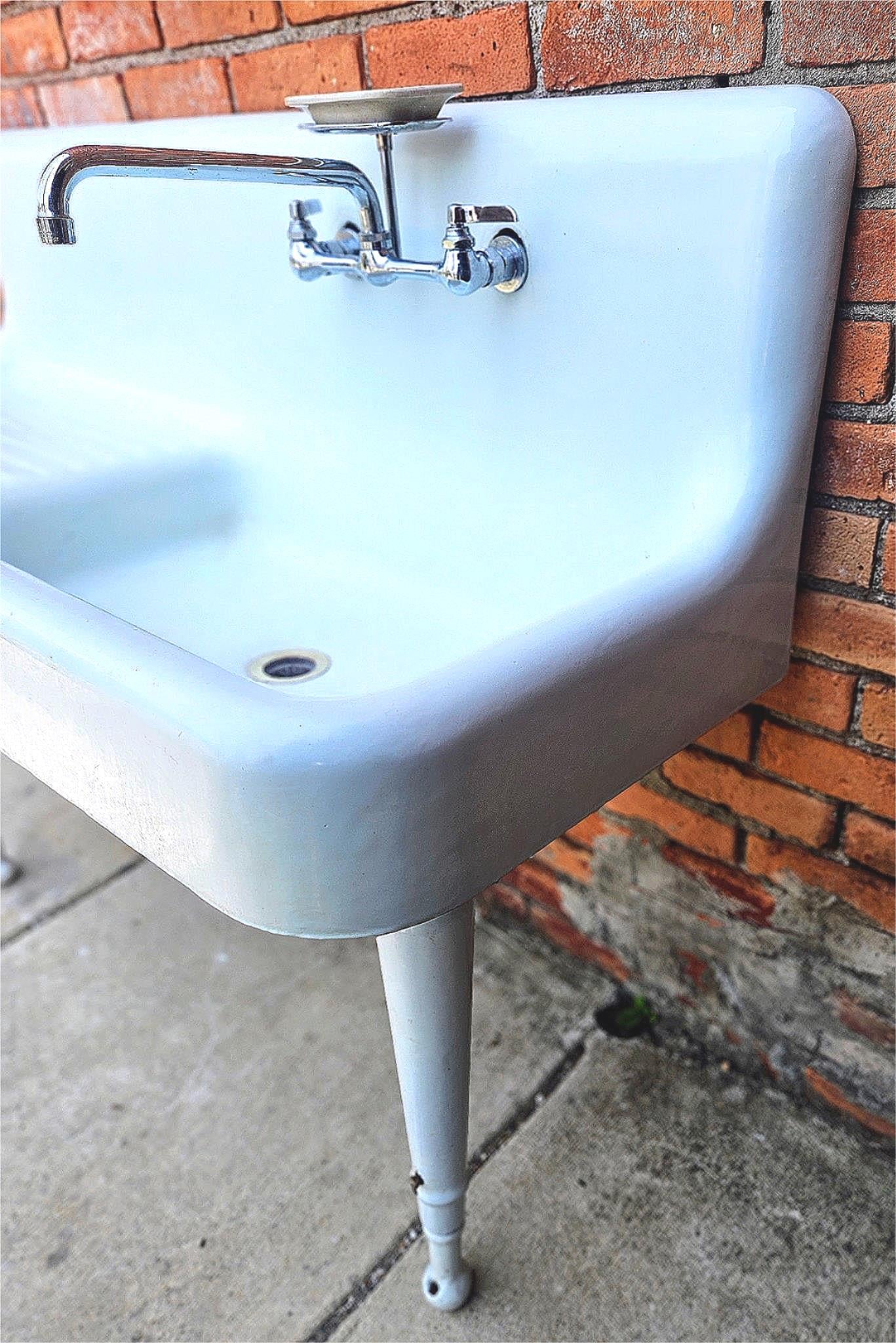 20's RECLAIMED 52"x42"x19" CAST IRON FARM PEG-LEG PEDESTAL FAUCET SINK FREE SHIP