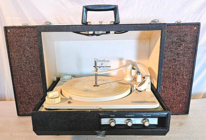100% MAGNAVOX STEREOPHONIC MICROMATIC PORTABL TURNTABLE RECORD PLAYER WATCHVIDEO