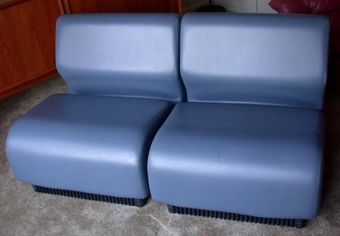 Rare Vintage HERMAN MILLER Modular SOFA by Don Chadwick 1970's Blue Vinyl