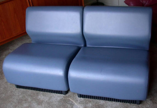 Rare Vintage HERMAN MILLER Modular SOFA by Don Chadwick 1970's Blue Vinyl