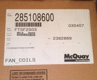 TRANE McQUAY MODL FTSF2S03 AIR CONDITIONER HEATER UNIT FAN COIL HOTEL COMMERCIAL