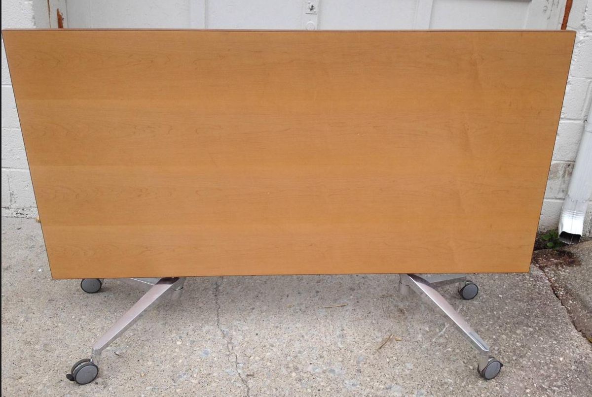BERNHARDT DESIGN FOLD UP Folding Task TABLE w CASTERS 79wx36dx29h Milo Baughman