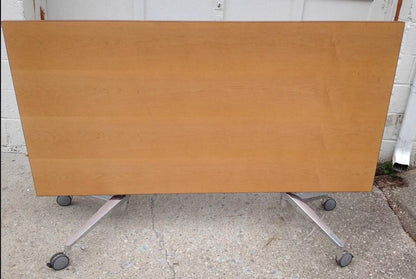 BERNHARDT DESIGN FOLD UP Folding Task TABLE w CASTERS 79wx36dx29h Milo Baughman