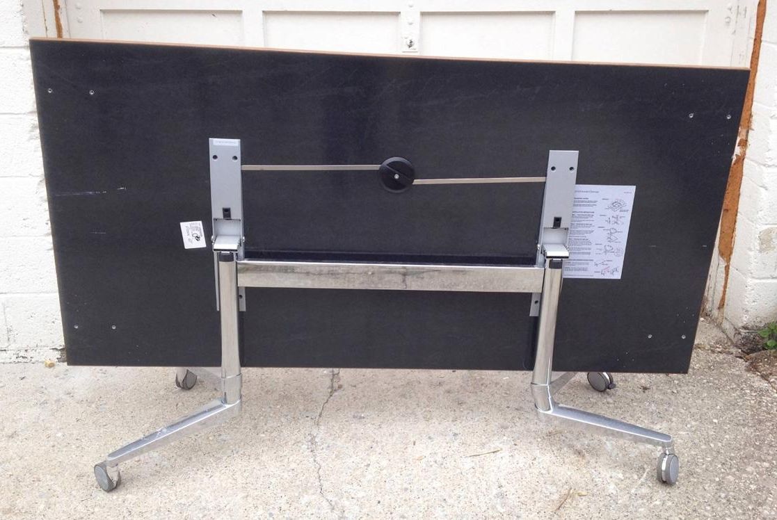 BERNHARDT DESIGN FOLD UP Folding Task TABLE w CASTERS 79wx36dx29h Milo Baughman