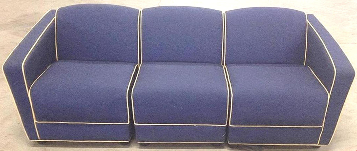 VINTAGE JACK CARTWRIGHT MODULAR 3 SECTIONAL FABRIC SOFA BLUE & MAROON FREE SHIP