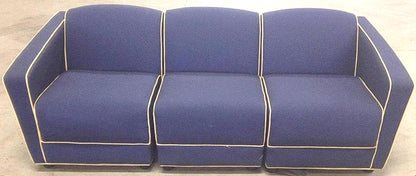 VINTAGE JACK CARTWRIGHT MODULAR 3 SECTIONAL FABRIC SOFA BLUE & MAROON FREE SHIP
