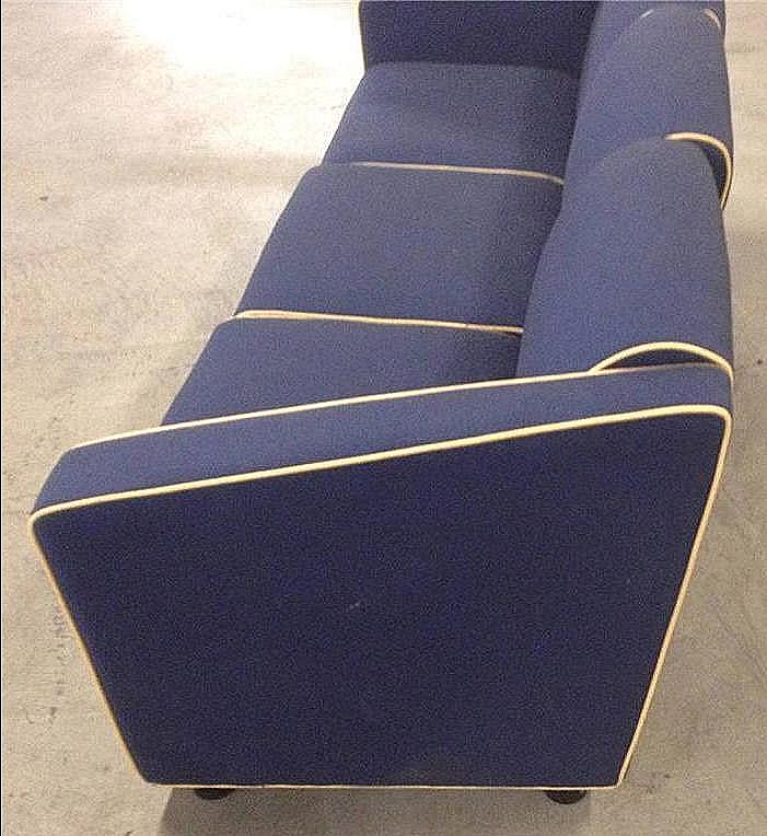 VINTAGE JACK CARTWRIGHT MODULAR 3 SECTIONAL FABRIC SOFA BLUE & MAROON FREE SHIP