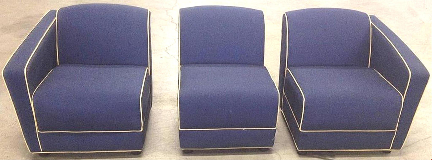 VINTAGE JACK CARTWRIGHT MODULAR 3 SECTIONAL FABRIC SOFA BLUE & MAROON FREE SHIP