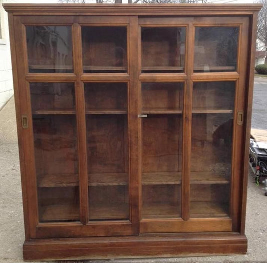 RARE VINTAGE OAK BOOKSHELF BOOKCASE 72" High x 64" Wide x 14.5" Deep