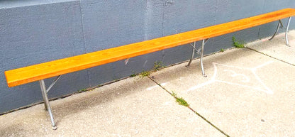 RARE VINTAGE SOLID WOOD LOCKER ROOM BENCH 142" l x 7" d x 17" h from the 60's