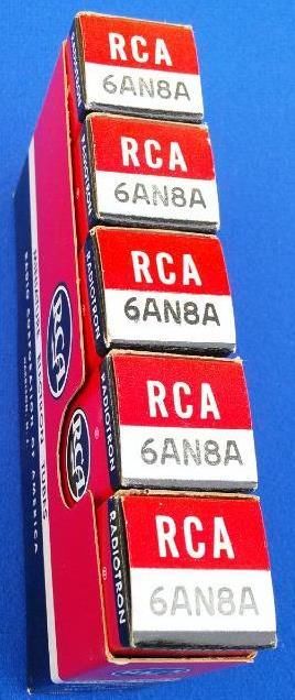 5 VACUUM TUBE TUBES RCA 6AN8A INSIDE ORIGINAL BOXES BOX NEW OLD STOCK BOXSET