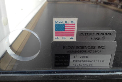 FLOW SCIENCES VBSE FS2020 VENTILLATION PROCESS STATION 4' VENT FUME HOOD