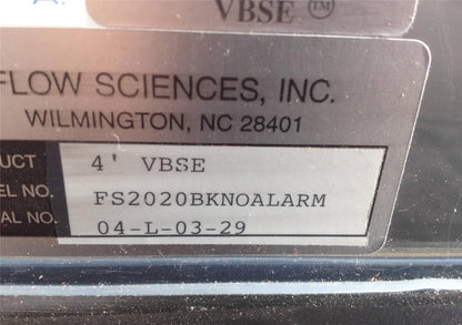 FLOW SCIENCES VBSE FS2020 VENTILLATION PROCESS STATION 4' VENT FUME HOOD