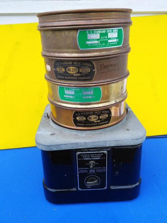 CENCO-MEINZER SIEVE SHAKER CHECK PICS US STANDARD 18480 125 140 210 230 270  400