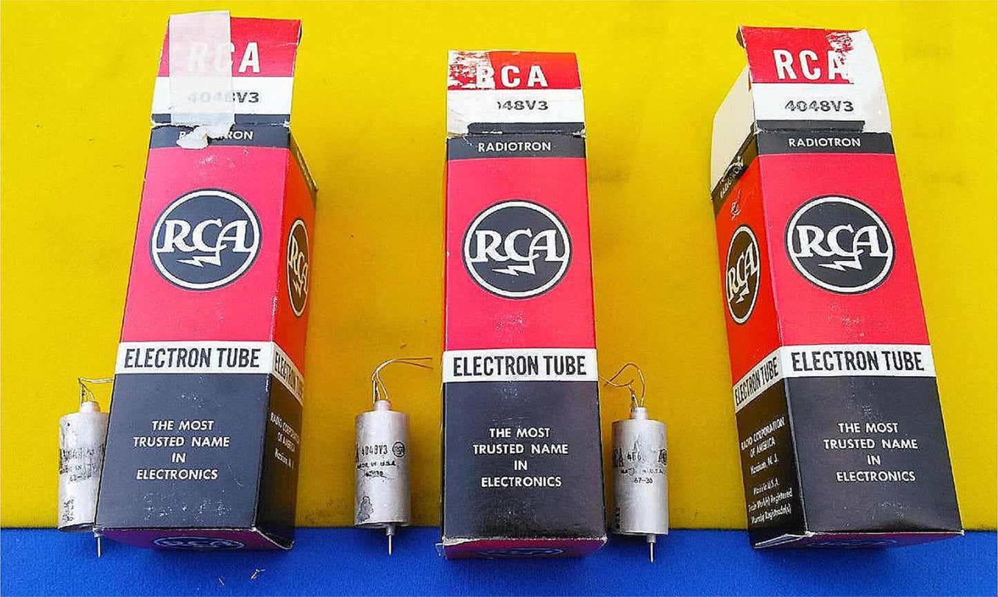 3 VACUUM TUBE TUBES RCA 4048V3 INSIDE ORIGINAL BOXES BOX NEW OLD STOCK BOXSET