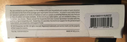 Kaspersky INTERNET SECURITY - 3 PCs - 1 year PREMIUM PC PROTECTION SEALED 2012