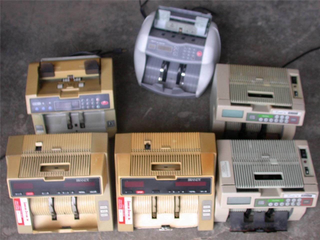 LOT of 5 BRANDT 8625 & 1 RIBAO BC-300 UV/MG MONEY BILL COUNTING MACHINE