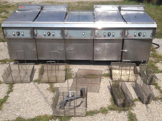 PITCO FRIALATOR 18S-CQV ELECTRICAL COMMERCIAL DEEP FRYER 5 BAY DUMP STATION TRAY