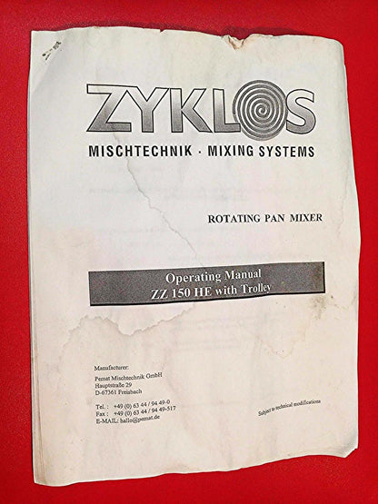 PEMAT ZYKLOS ZZ 150 HE ROTATING PAN CONCRETE INDUSTRIAL ART MIXER with TROLLEY