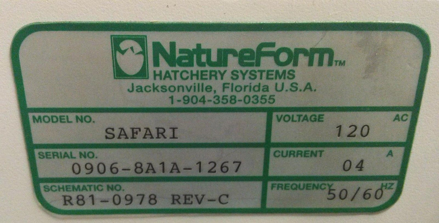 NATURE FORM MODEL SAFARI TURNING EGG HATCHER INCUBATOR Chic Quail Turkey Ostrich