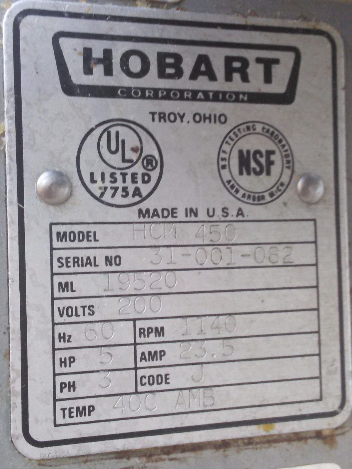 HOBART HCM 450 VERTICAL CUTTER MIXER 45QT DOUGH CHOPPER on WHEELS Updated Model