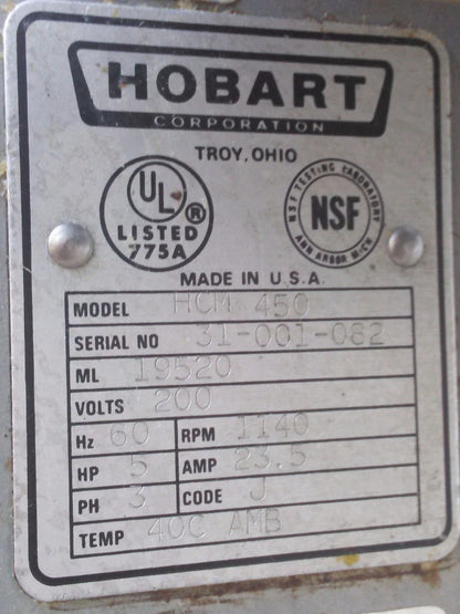 HOBART HCM 450 VERTICAL CUTTER MIXER 45QT DOUGH CHOPPER on WHEELS Updated Model