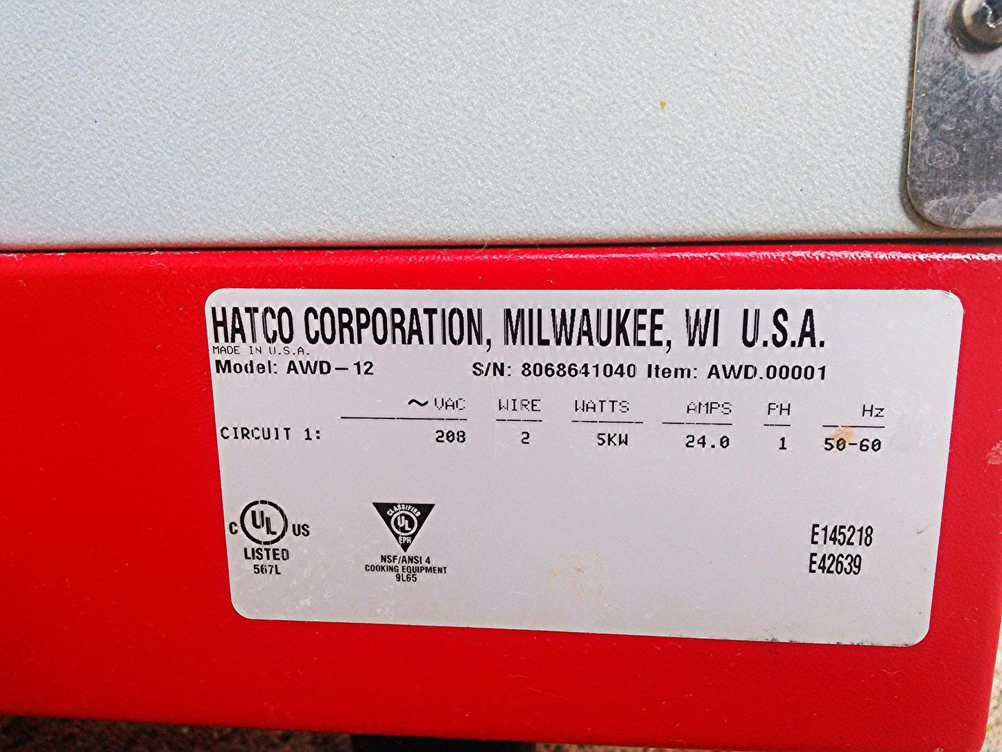 HATCO AWD-12 ATMOSPHERIC HOT WATER DISPENSER 12 GALLON 5000 WATT FREE SHIPPING