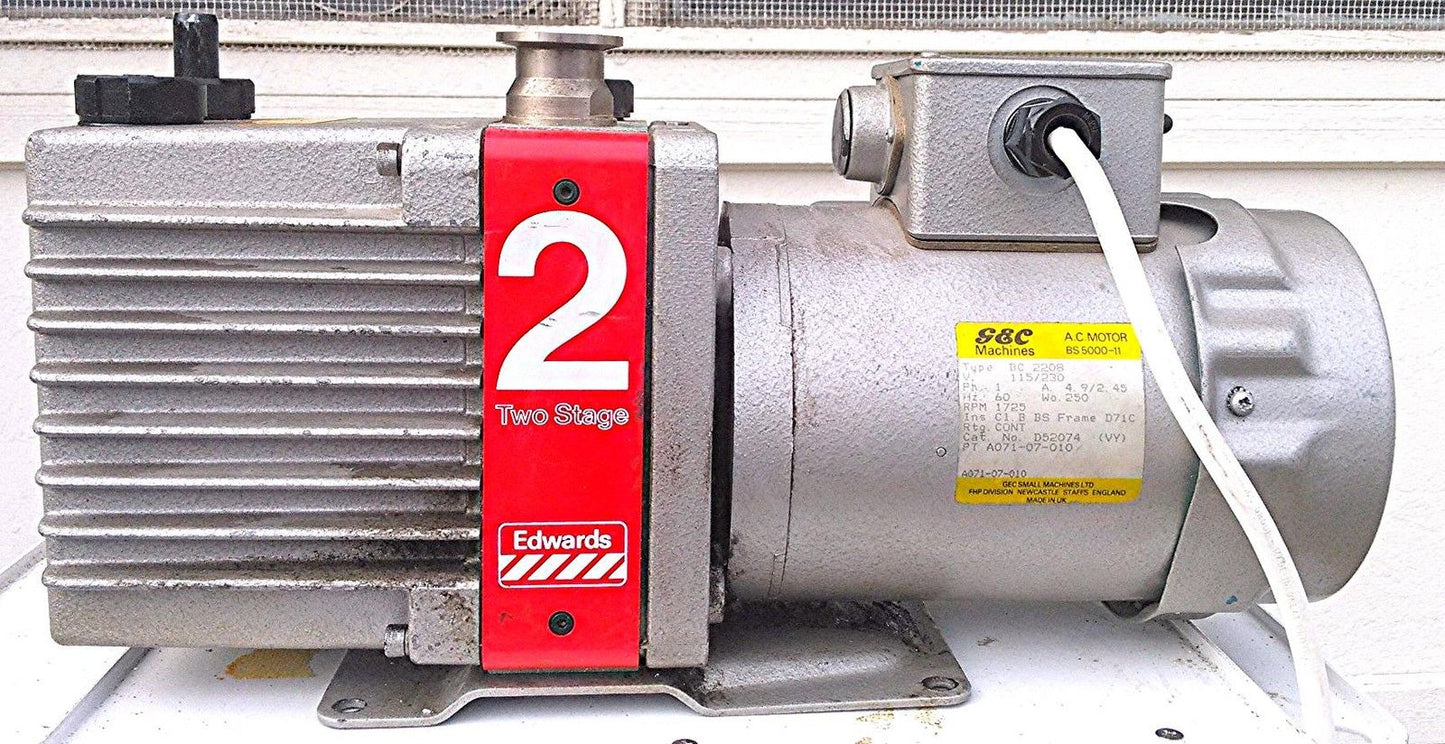 EDWARDS 2 TWO STAGE E2M2 Rotary Vane Dual Stage Mechanical Vacuum Pump WATCHVIDE