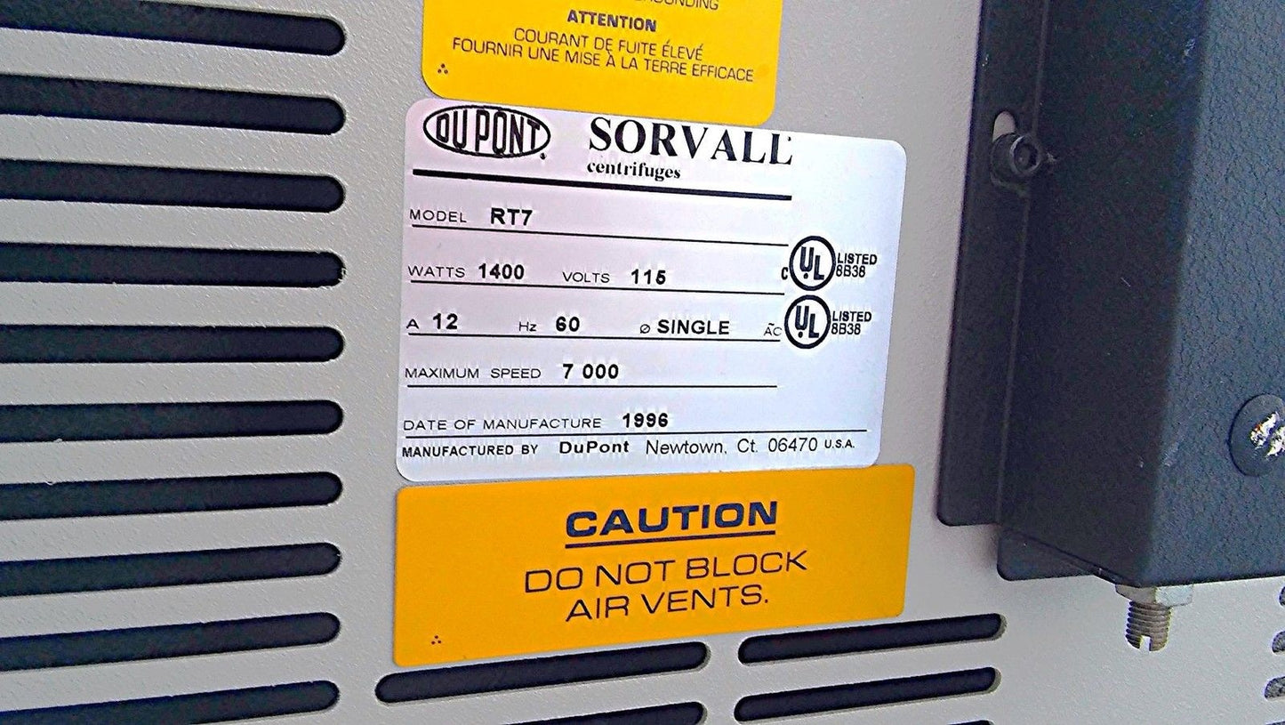 SORVALL RT 7 CENTRIFUGE & ROTOR REFURBISHED 120DAY WARRANTY WATCH VIDEO FREESHIP