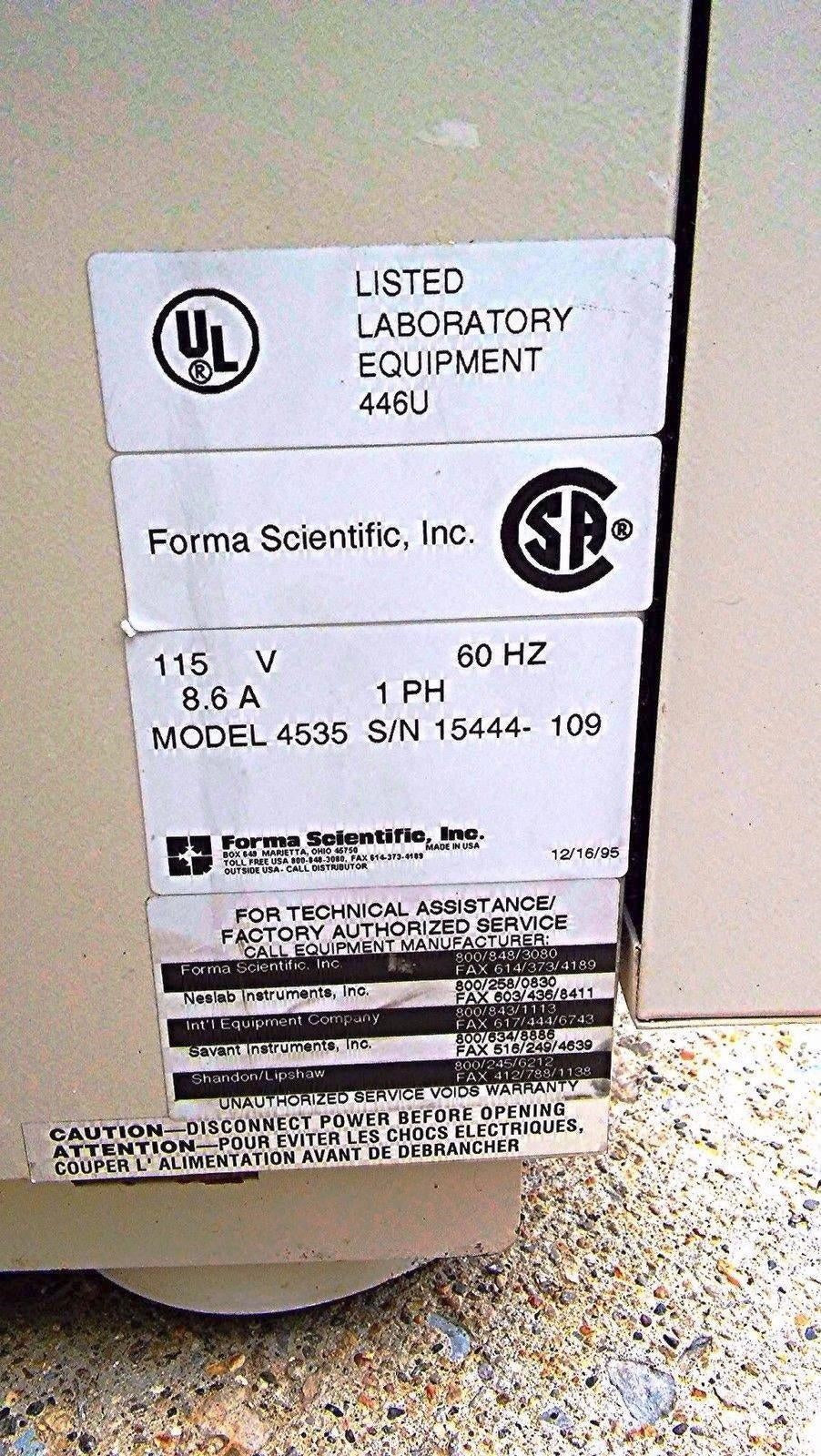 FORMA SCIENTIFIC ORBITAL SHAKER 4535 FLOOR MODEL MAX TEMPERATURE 60 °C / 525 RPM