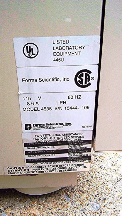 FORMA SCIENTIFIC ORBITAL SHAKER 4535 FLOOR MODEL MAX TEMPERATURE 60 °C / 525 RPM