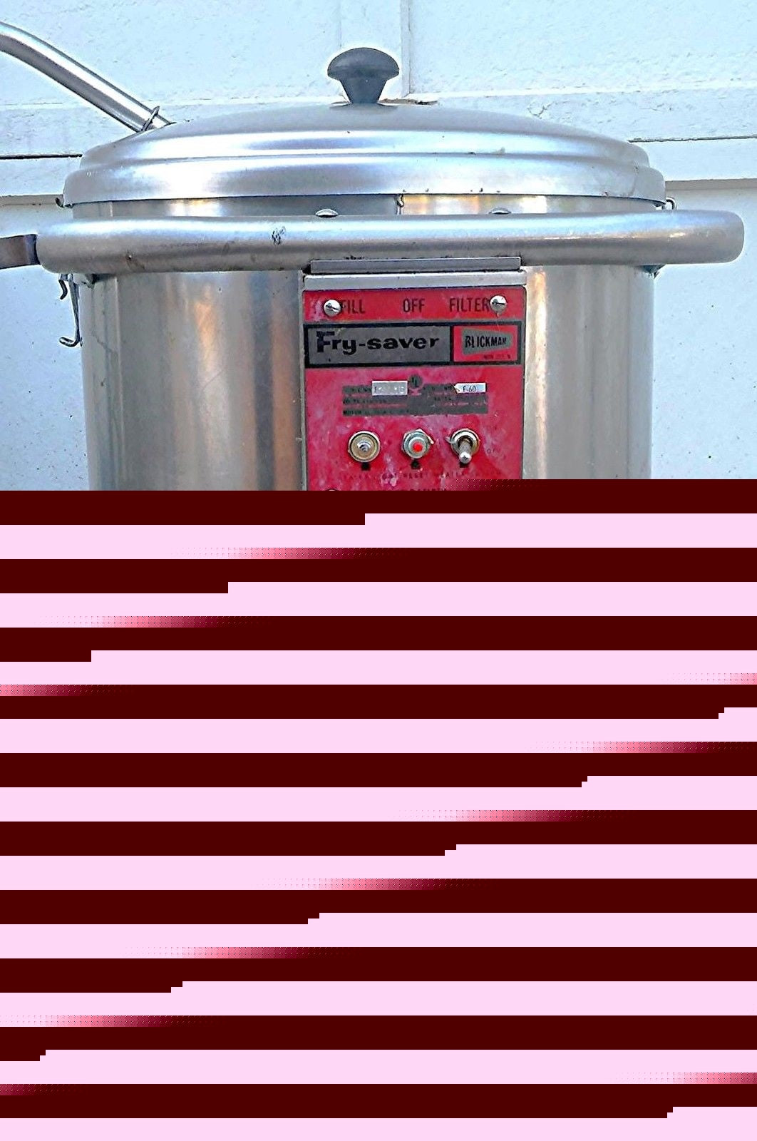 CECILWARE BLICKMAN FRY-SAVER OIL FILTRATION SYSTEM F-60 60 LBS FREE SHIPPING