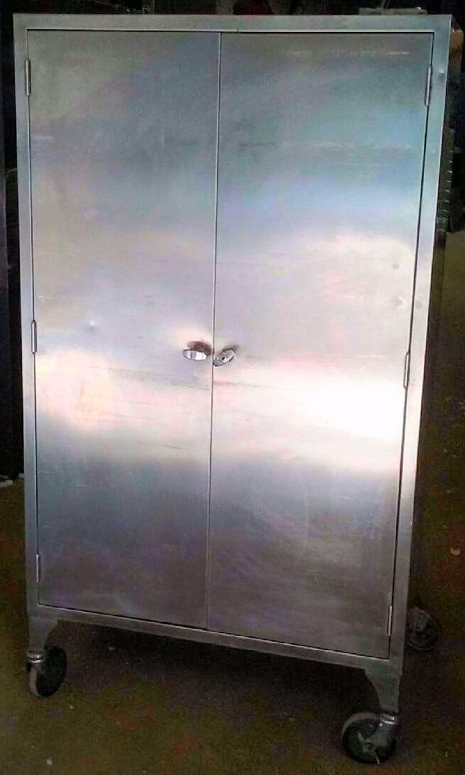 VINTAGE RARE HEAVY GAUGE STAINLESS STEEL CABINET 5Shelf Wheels 65x24x36 FREESHIP