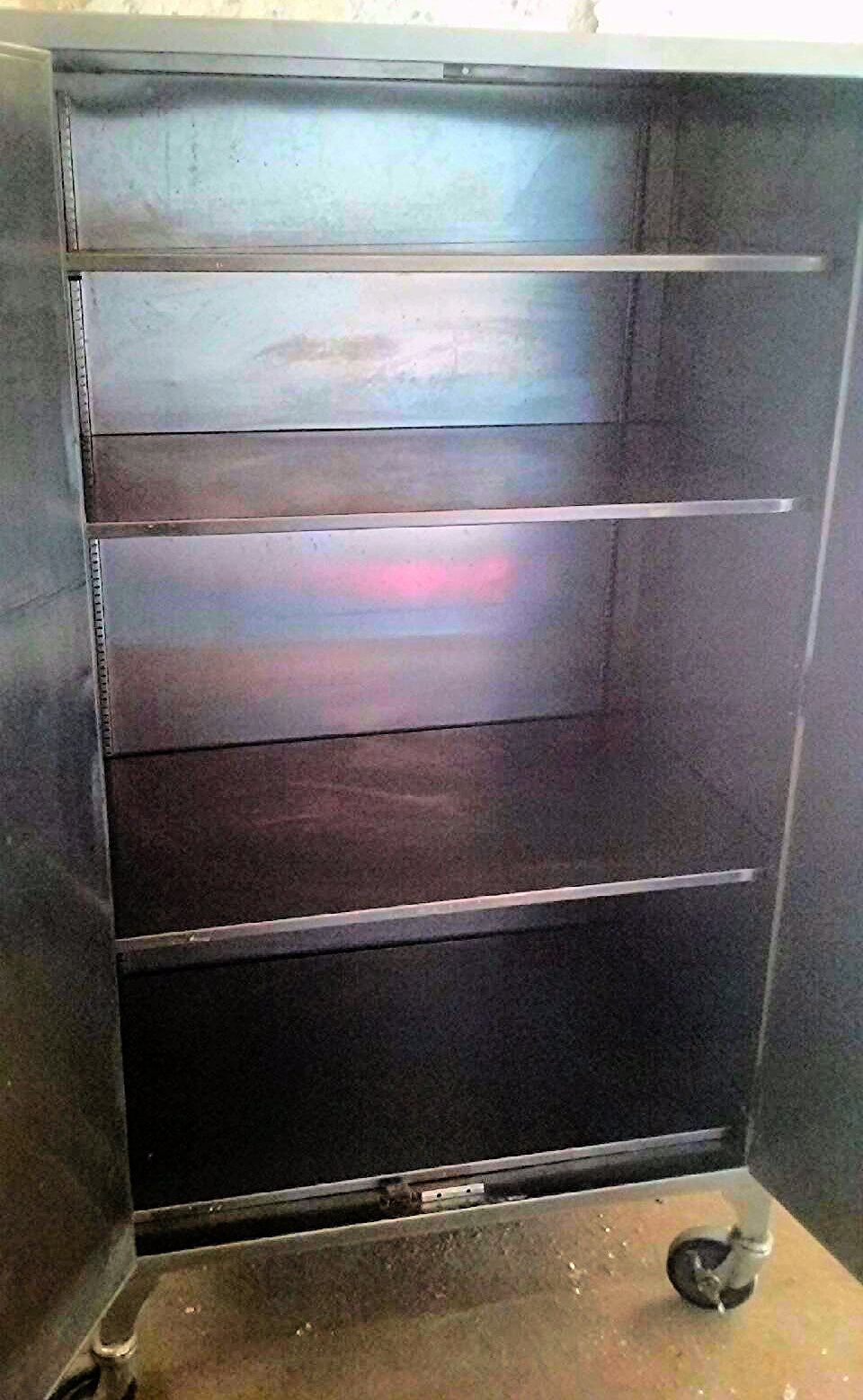 VINTAGE RARE HEAVY GAUGE STAINLESS STEEL CABINET 5Shelf Wheels 65x24x36 FREESHIP