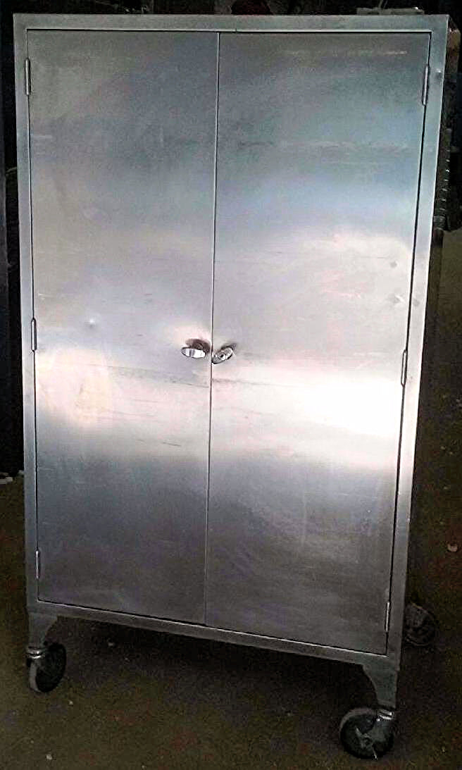 VINTAGE RARE HEAVY GAUGE STAINLESS STEEL CABINET 5Shelf Wheels 65x24x36 FREESHIP