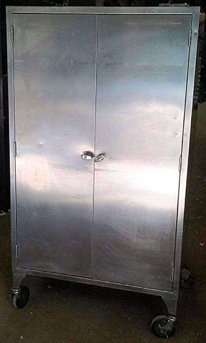 VINTAGE RARE HEAVY GAUGE STAINLESS STEEL CABINET 5Shelf Wheels 65x24x36 FREESHIP