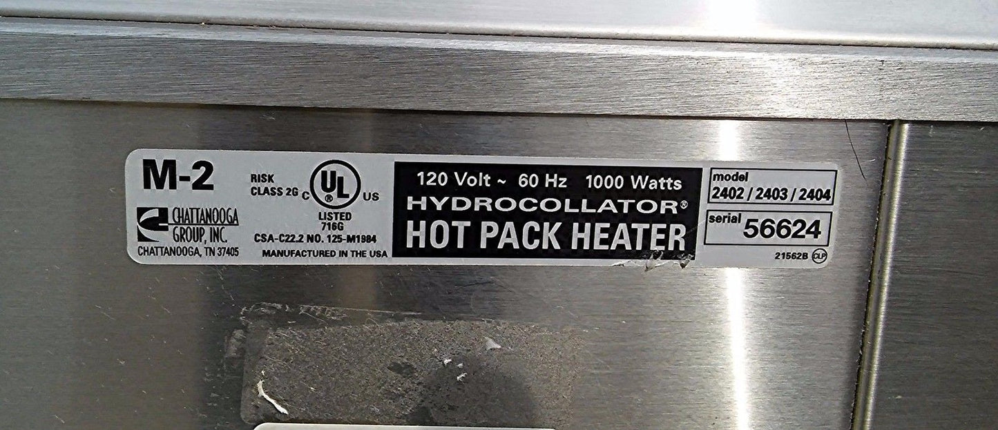 CHATTANOOGA HYDROCOLLATOR HOT PACK HEATER MODEL M2 w Pack & Tong 1000 WATTS 2402