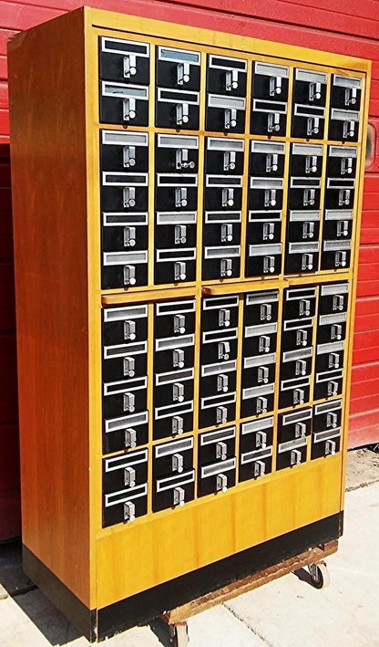 RARE VINTAGE 72 DRAWER LIBRARY CARD CABINET 65 High x 41.5 Wide x 17.5 Deep