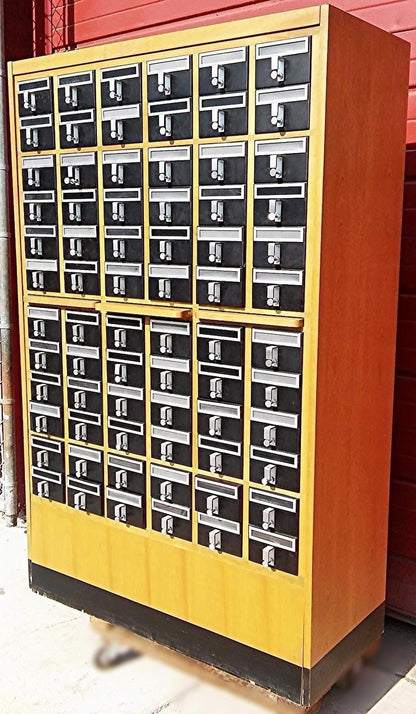 RARE VINTAGE 72 DRAWER LIBRARY CARD CABINET 65 High x 41.5 Wide x 17.5 Deep