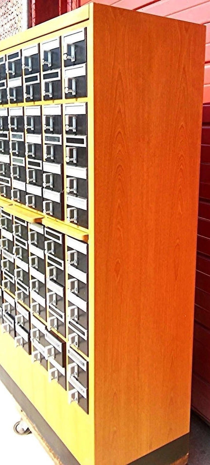 RARE VINTAGE 72 DRAWER LIBRARY CARD CABINET 65 High x 41.5 Wide x 17.5 Deep