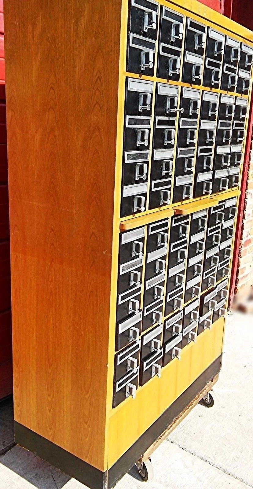 RARE VINTAGE 72 DRAWER LIBRARY CARD CABINET 65 High x 41.5 Wide x 17.5 Deep