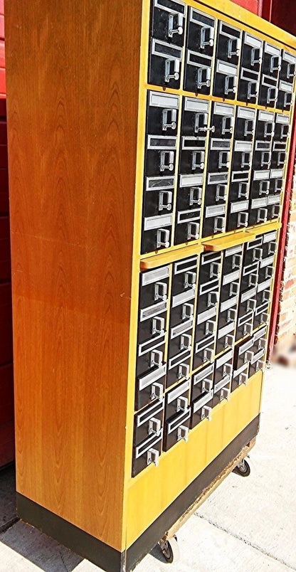 RARE VINTAGE 72 DRAWER LIBRARY CARD CABINET 65 High x 41.5 Wide x 17.5 Deep