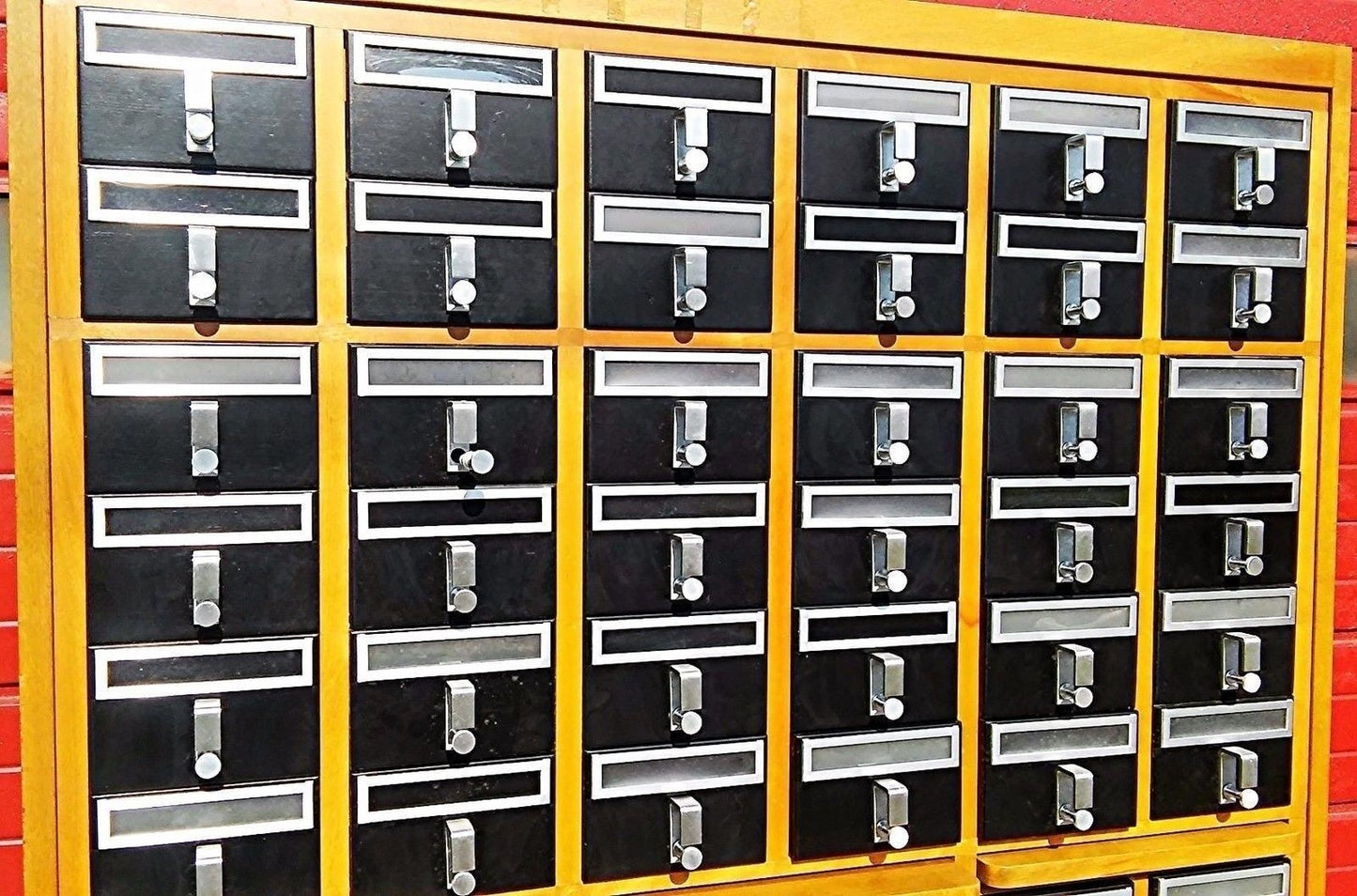 RARE VINTAGE 72 DRAWER LIBRARY CARD CABINET 65 High x 41.5 Wide x 17.5 Deep