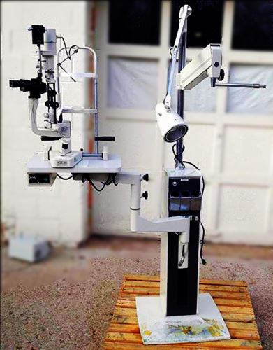 REICHERT XCEL 300 SLIT LAMP OPTOMETRY OPTOMETRIST ADJUST EXAM & OPHTHALMIC STAND