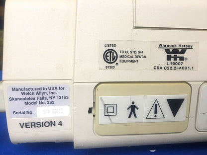 WELCH ALLYN V4 TM 262 AUTO TYMP TYMPANOMETER AUDIOMETER & MANUAL TM262 FREE SHIP