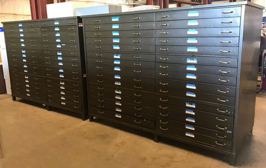 1940's PAIR ofRARE UNIQUE 60 DRAWER STEEL MAP FILE INDUSTRIAL STEAMPUNK FREESHIP